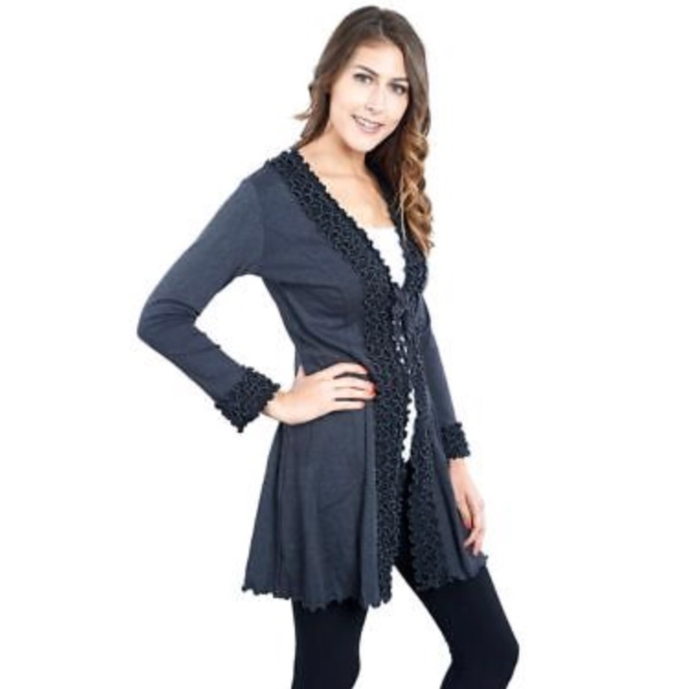 Laura Hlavac Ruffle Trim Tie Cardigan